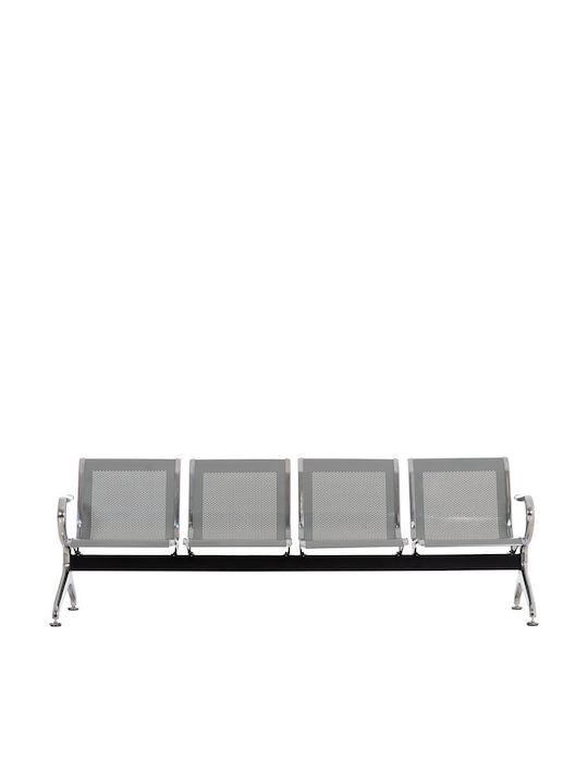 Scaun De Așteptare Cu Cinci Locuri Cu Brațe Gri 223x55x76cm