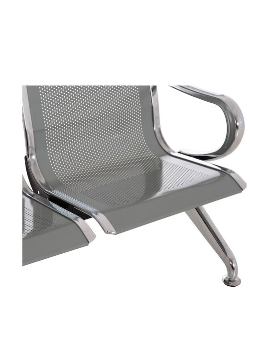 Scaun De Așteptare Cu Cinci Locuri Cu Brațe Gri 223x55x76cm