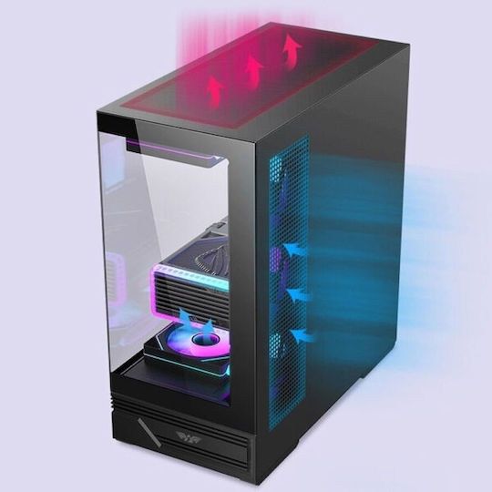 Armaggeddon Aquaron Xtreme X10 Gaming Midi Tower Computer Case with Side Window and ARGB Lighting Black