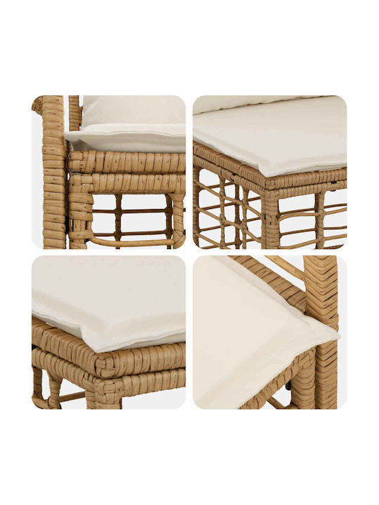 vidaXL Two-Seater Outdoor Rattan Sofa with Cushions