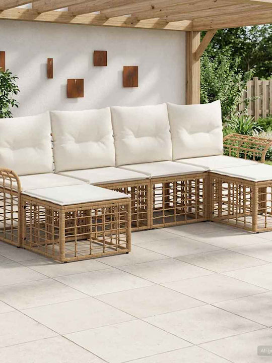 vidaXL Two-Seater Outdoor Rattan Sofa with Cushions