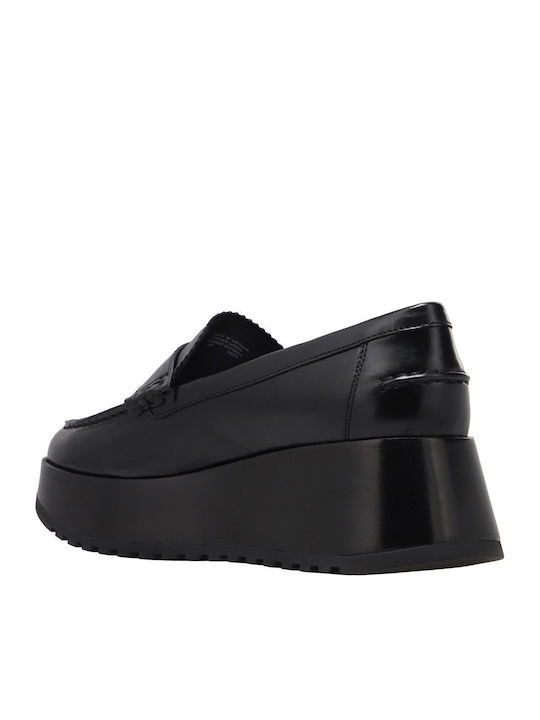 Leather Women's Loafers in Black Colour