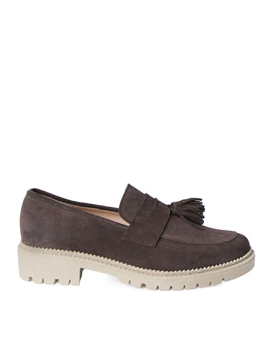 Leder Damen Mokassins in Braun Farbe