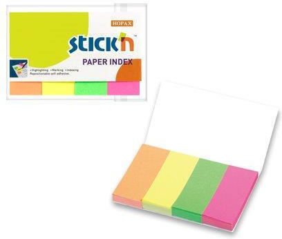 Hopax Stick Index Hârtie Colorată 50 X 20 Mm 4 X 50 File Set Stick'n 4 Culori Neon