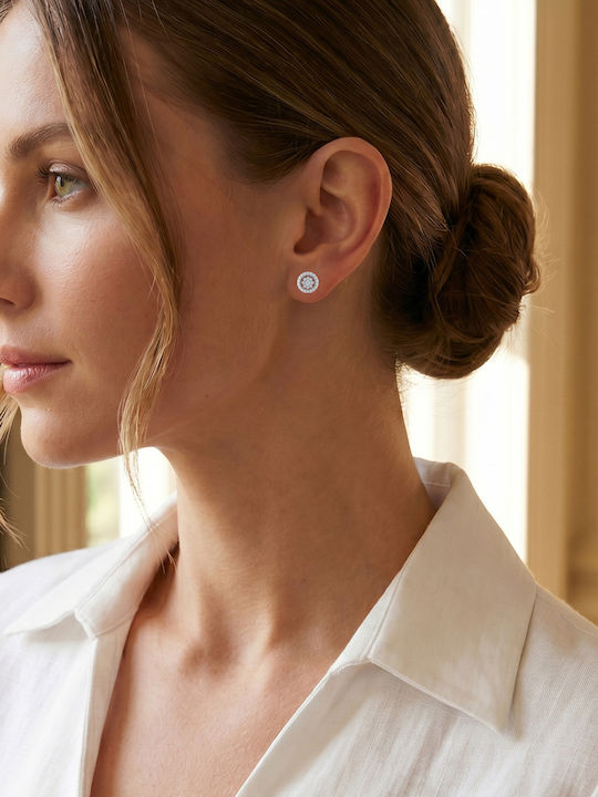Ohrringe Rosette aus Weißgold 18K mit Diamant