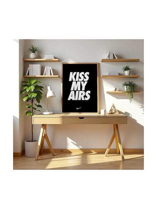Poster Kiss My Airs Black & White Sneakers Snk136 40cm X 50cm Λευκή Ξύλινη Κορνίζα