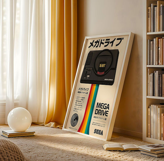 Gaming Poster Sega Mega Drive Japanese Edition Gm2405 40cm X 50cm Λευκή Ξύλινη Κορνίζα