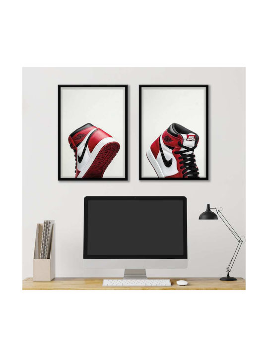 Poster Chicago Air Jordan 1 Snk41a 40cm X 50cm White Wooden Frame