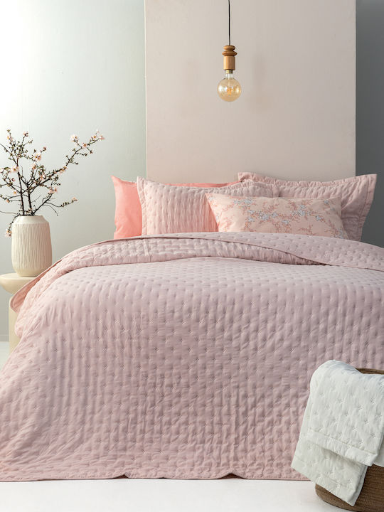 Palamaiki Nico Σετ Κουβερλί Υπέρδιπλο Microfiber Pink 220x240cm