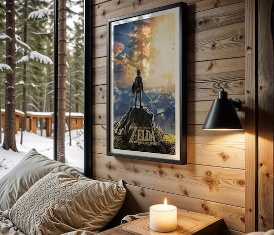 Gaming Poster Zelda Breath Wild Gm2338 40cm X 50cm White Wooden Frame