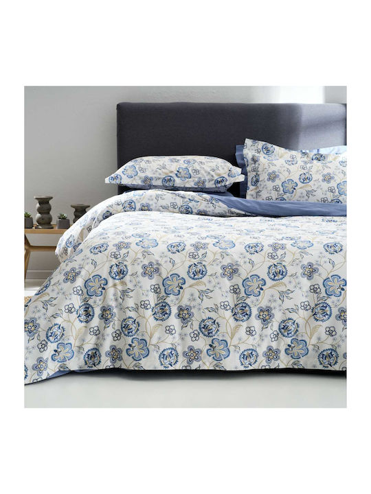 Vesta Home Κουβερλί Υπέρδιπλο Βαμβακοσατέν Γκρι Μπλε 230x270cm