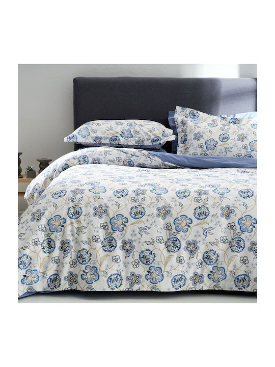 Vesta Home Κουβερλί Υπέρδιπλο Βαμβακοσατέν Γκρι Μπλε 230x270cm