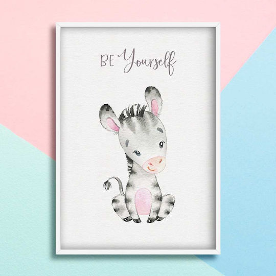 Kids Wall Art Giraffe with White Frame Made of Wood 40x50cm