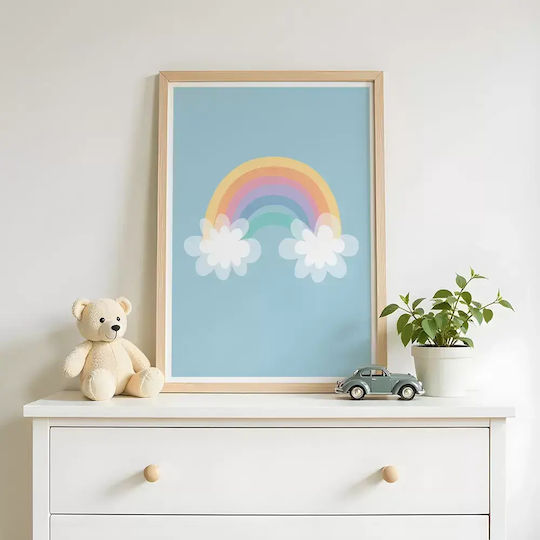 Kids Wall Art Rainbow with White Wooden Frame 40x50cm