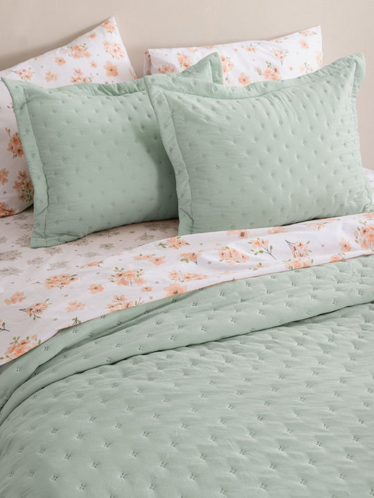Palamaiki Nico Σετ Κουβερλί Υπέρδιπλο Microfiber Mint 220x240cm
