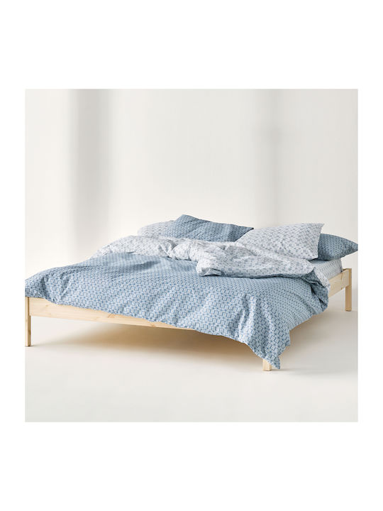 Kentia Kivo Single Cotton Coverlet Set Blue White 160x240cm