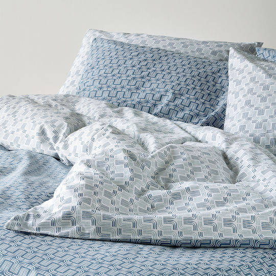 Kentia Kivo Σετ Κουβερλί Μονό Βαμβακερό Blue-white 160x240cm