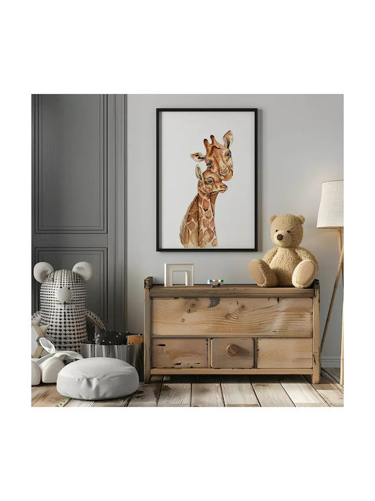 Kids Wall Art Giraffes with White Frame from Wood 40x50cm