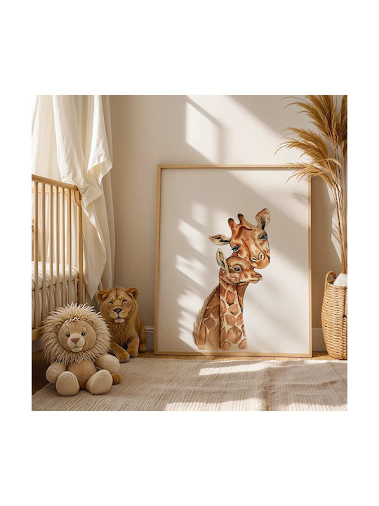 Kids Wall Art Giraffes with White Frame from Wood 40x50cm