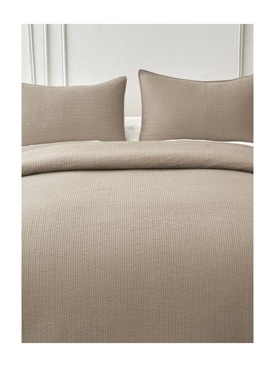 Down Town Home Σετ Κουβερλί King Size Βαμβακερό Καφέ 250x280cm 3τμχ