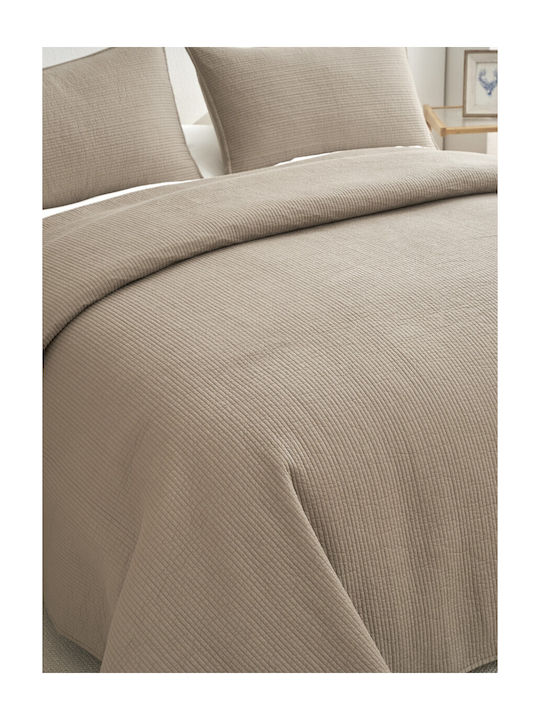 Down Town Home Σετ Κουβερλί King Size Βαμβακερό Καφέ 250x280cm 3τμχ