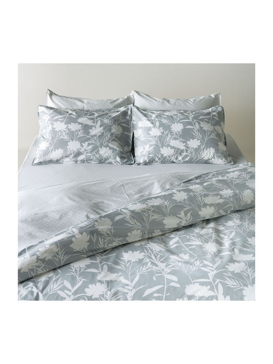 Kentia Rosaira Κουβερλί Υπέρδιπλο Βαμβακοσατέν Grey-white 230x250cm