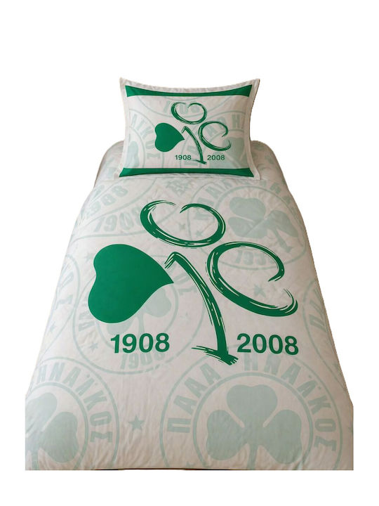 Palamaiki Panathinaikos FC1 Set Coverlet Single Cotton Green 170x240cm