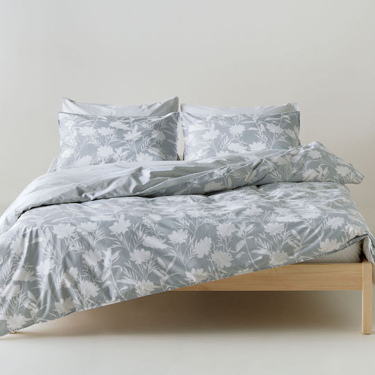 Kentia Rosaira Coverlet Super King Cotton Satin Gray-White 230x250cm