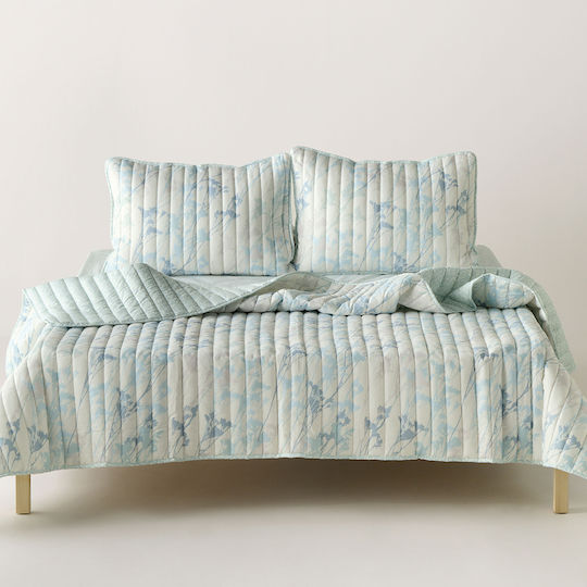 Kentia Breza Σετ Κουβερλί Μονό Microfiber Blue Grey 160x220cm 2τμχ