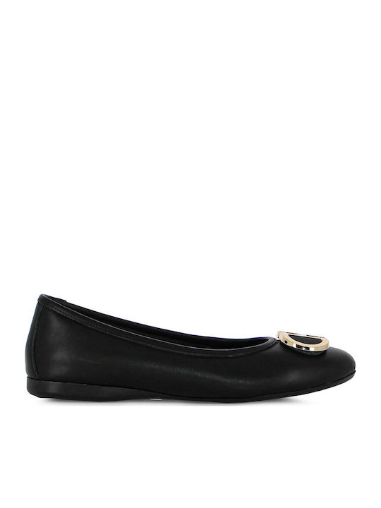 Leather Women's Ballerina Shoes In Black Color