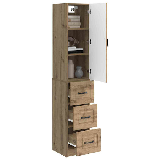 vidaXL Bathroom Floor Column Cabinet L33xD34.5xH87cm Oak