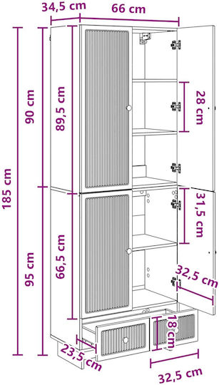 Bookcases Smoked Oak Wood (2 Pieces) 66x34.5x95cm