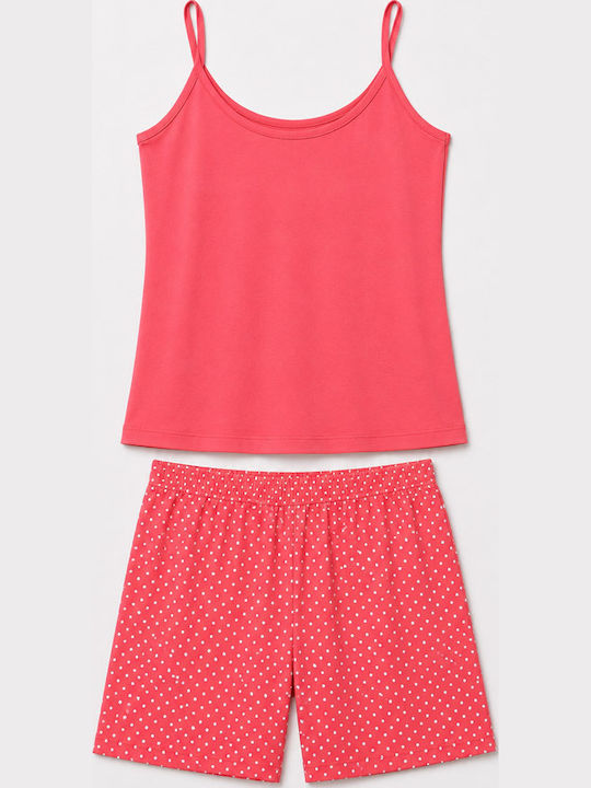 Cherry Sommerliches Damen-Pyjama-Set Koralle