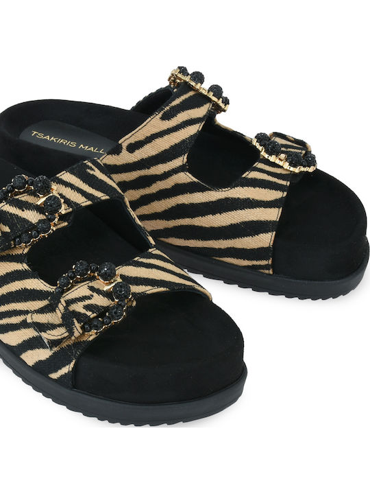 Δερμάτινα Γυναικεία Σανδάλια Flatforms Καφέ