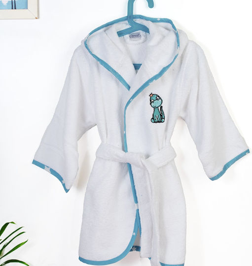 Dimcol Kids Hooded Bathrobe White-sky Blue Dimcol Kids Hooded Bathrobe White-sky Blue