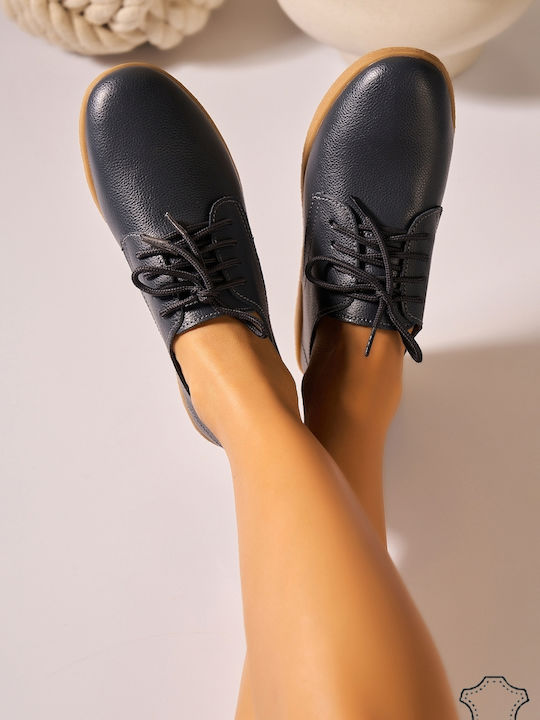 Δερμάτινα Γυναικεία Oxfords σε Γκρι Χρώμα