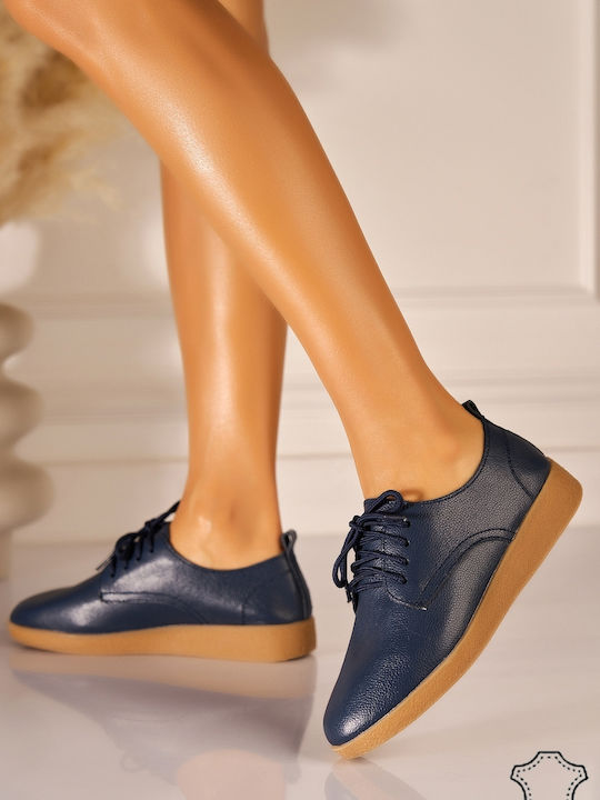 Damen Leder Oxfords in Marineblau Farbe