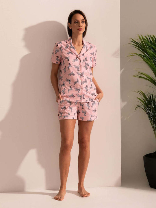Sofiaman Sofiaman Sommer Damen Schlafanzug Set Rosa