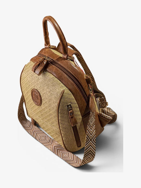 Damen Rucksack Aus Rattan Braun