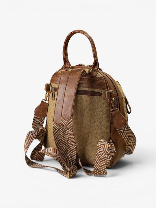Damen Rucksack Aus Rattan Braun