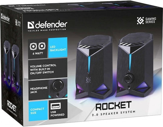 ROCKET Компютърни Говорители 2.0 с Мощност 6W Черни