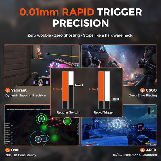 Dareu Cool60 Ηall Effect Gaming Πληκτρολόγιο 60% με Magnetic διακόπτες και RGB φωτισμό (Αγγλικό US)