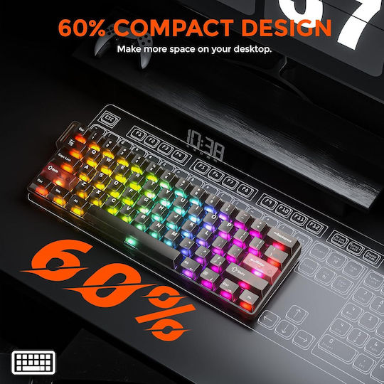 Dareu Cool60 Ηall Effect Gaming Πληκτρολόγιο 60% με Magnetic διακόπτες και RGB φωτισμό (Αγγλικό US)