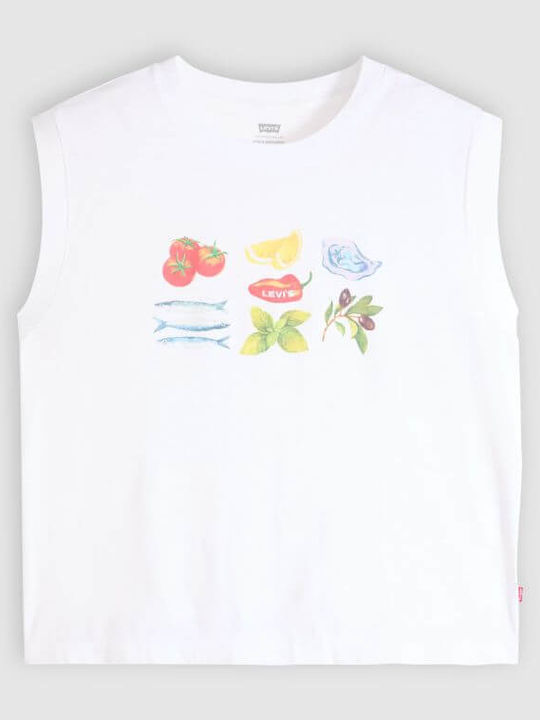 Graphic Boxy Γυναικεία Μπλούζα Βαμβακερή Αμάνικη Bright White