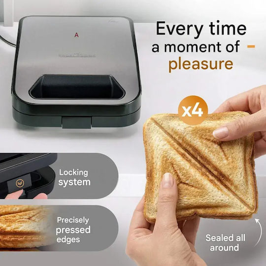 Profi Cook Τοστιέρα για 4 Τοστ 1600W Μαύρη