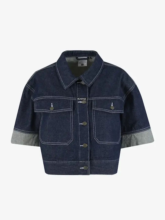 Women's Cotton Short Sleeve Blouse Blue