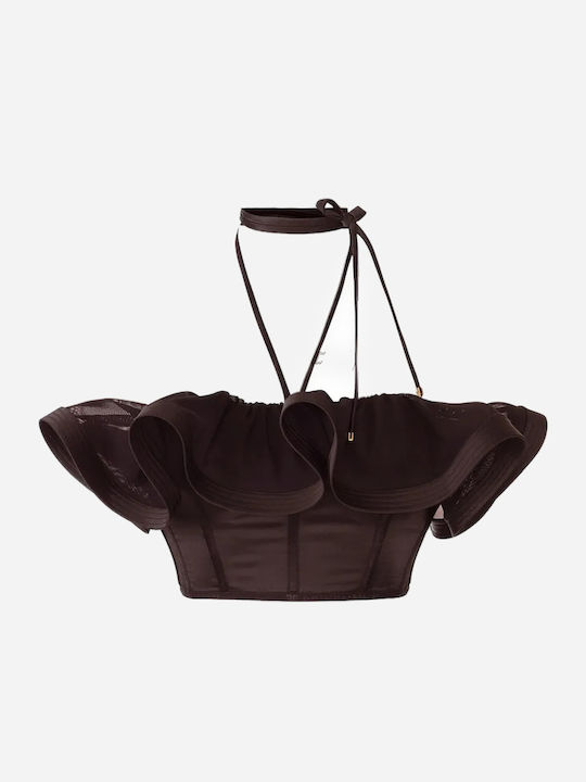 Damen Satin Crop Top Braune