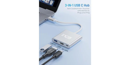 Inca USB-C Docking Station με HDMI 4K Ασημί (ITPC-04T)