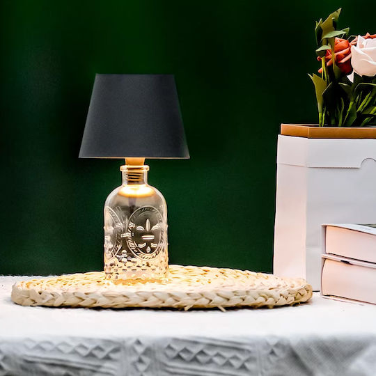Led Φωτιστικό Πώμα Μπουκαλιού Ρυθμιζόμενη Ένταση & 3 Χρώματα Φωτισμού Μαύρο