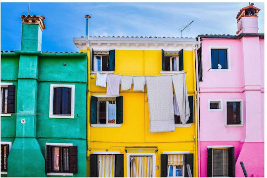 Πίνακας Colorful Houses In Burano Πολύχρωμα Σπίτια Στο Μπουράνο 100x70